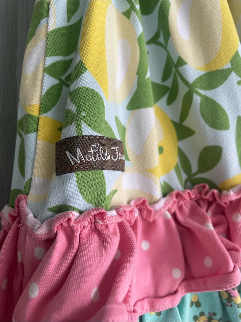 Matilda Jane Kids Dress Freshly Squeezed Ruffles Green, Pink, Yellow Floral Sz 2 - Picture 6 of 7